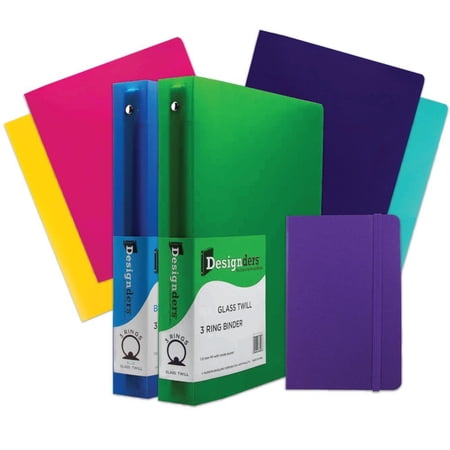 JAM Back To School Assortments, Purple, Heavy Duty Folders (4), 1.5 inch Binders (2) & a Purple Journal (1), 7 Items Total