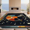 thumbnail image 2 of Design&I 8'x10' Washable Area Rug Extra Large Skid-Resistant Low Profile Vinyl Record Vintage Turntable With Bold Musical Note Border for Living Room, Family, 2 of 7