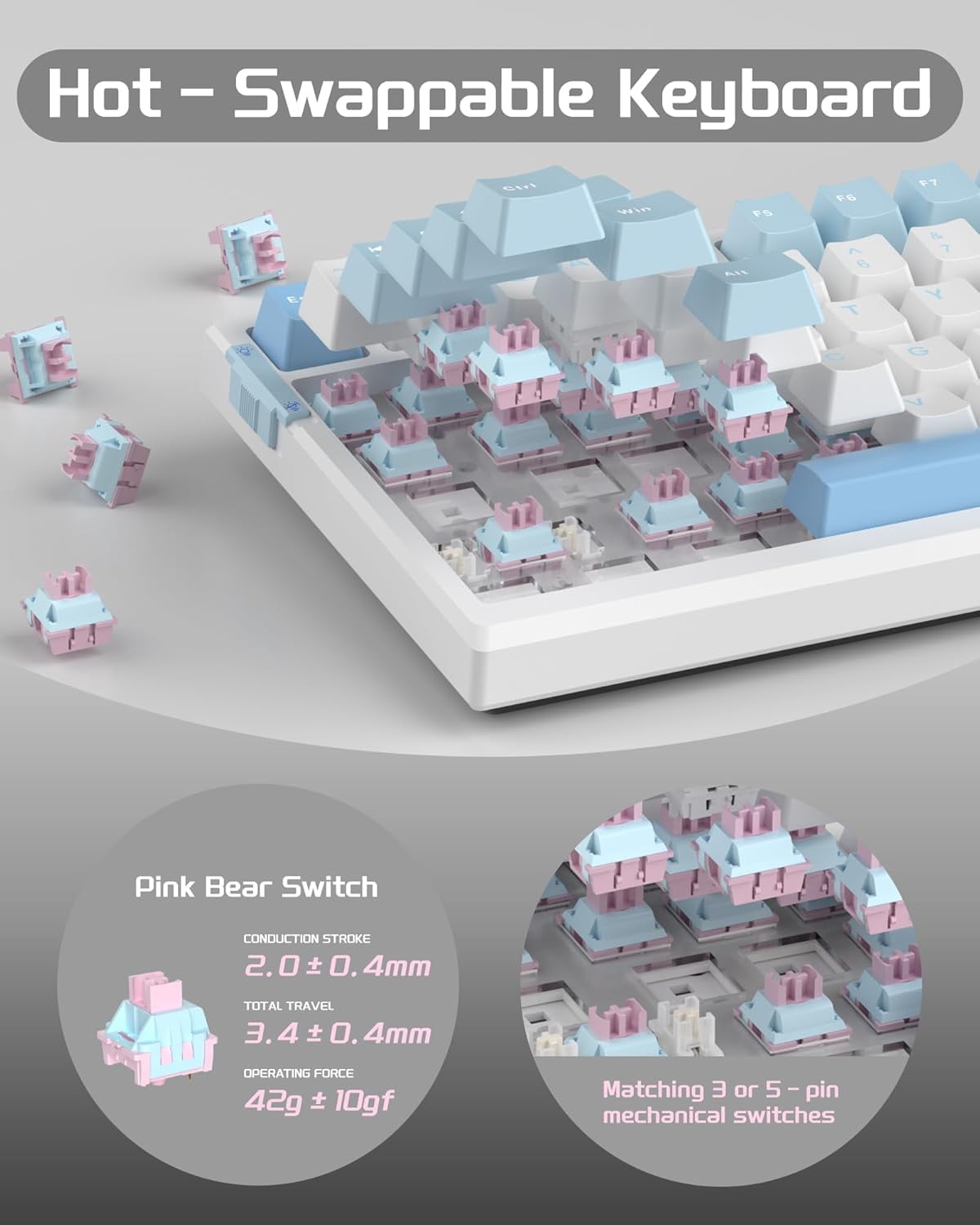 MageGee SKY81 75% Mechanical Gaming Keyboard, Hot Swappable Wired Custom Creamy Keyboards with 5-Layer Sound Dampening, Knob Control, RGB Backlit, NKRO