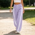 thumbnail image 6 of hotojiny Wide Leg Pants for Women Fashion High Waist Side Striped Baggy Sweat Pants Drawstring Athletic Casual Pants(Purple,Small), 6 of 6