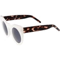 thumbnail image 3 of Women's Oversize Cat Eye Sunglasses Wide Arms Round Lens 47mm (White / Smoke), 3 of 4