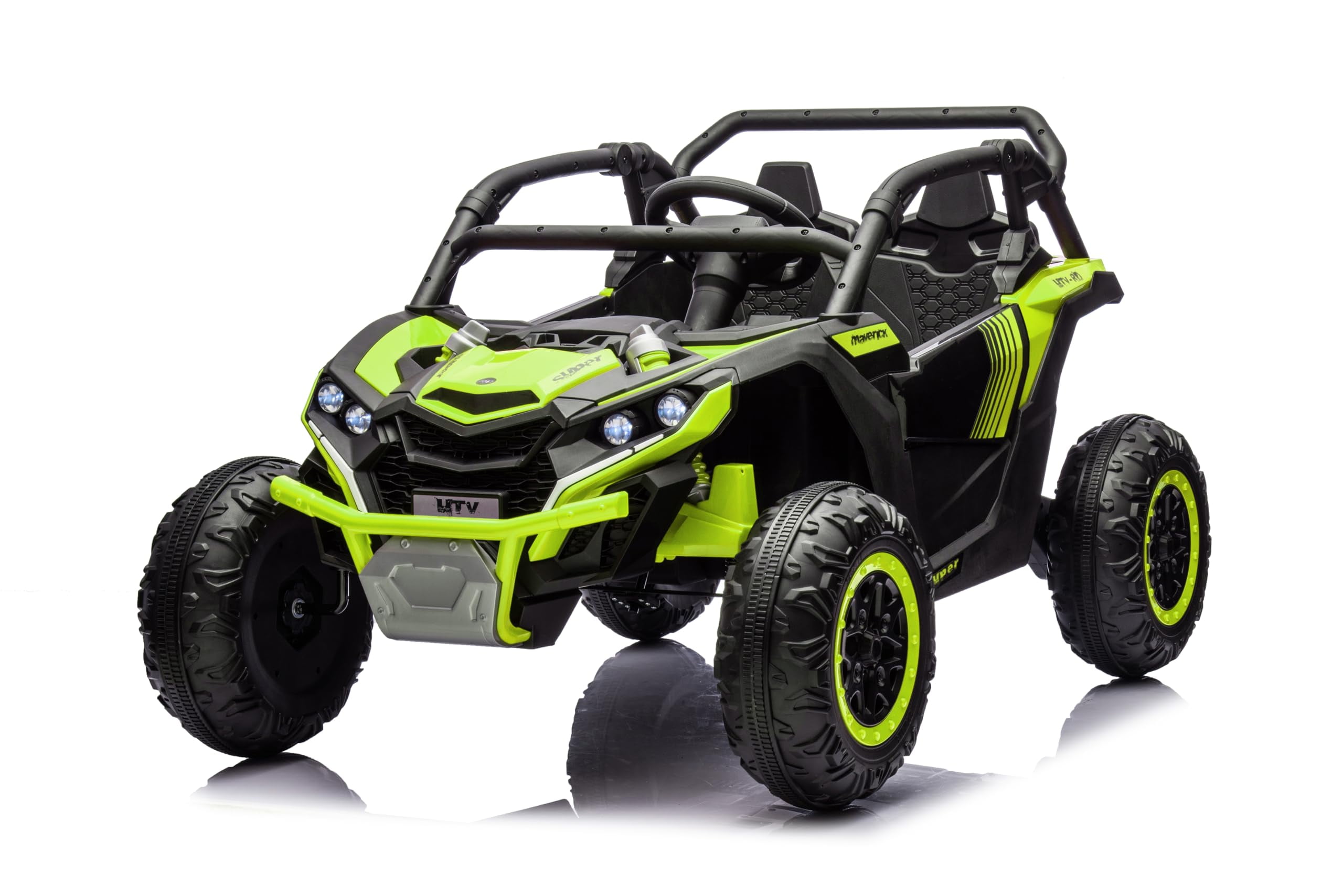Luku 24V 2-Seater 4WD Kids Ride-On UTV, Parent Remote Control, 4 Shock Absorbers, LED Lights, Music, 3-Speed, Off-Road Electric Truck for Ages 3+