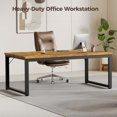 thumbnail image 3 of unbranded 40 Inch Computer Desk, 1.2" Thick Modern Simple Study Writing Table, Heavy Duty Industrial Office Desk for Home Bedroom Workstation, Brown, 3 of 18