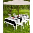 thumbnail image 4 of Outdoor Tablecloth with Umbrella Hole for Patio/Picnic/Party/Camping, Black Grey Stripes Waterproof Table Cloth Rectangle Table Cover Washable, White Striped Vertical Modern Geometric 60"x 84", 4 of 7