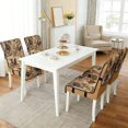 thumbnail image 2 of TSOVTHRID Horse Pattern Quilted Dining Chair Slipcovers Stretchy Soft Chair Covers with Detachable Strap, Beige Non-Slip Seat Cushion Covers for Kitchen Dining Room, Set of 1, 2 of 7