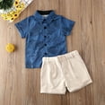 thumbnail image 2 of Bagilaanoe 2pcs Toddler Baby Boy Short Pants Set Print Short Sleeve Shirt Tops + Shorts 1T 2T 3T 4T 5T 6T Kids Casual Summer Beach Outfits, 2 of 7