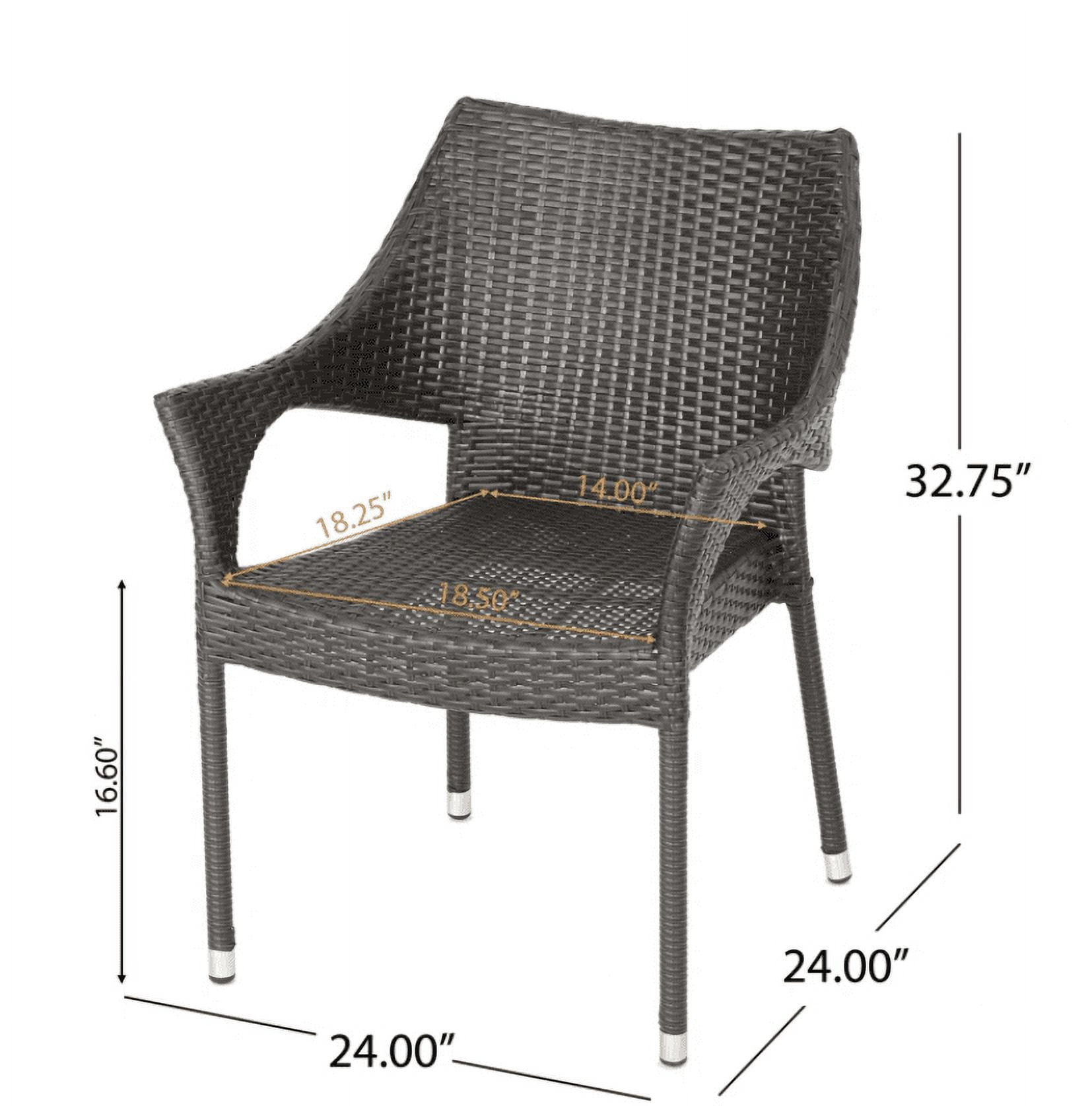 Resin Chair Set of 4, Outdoor Stackable Patio Dining Chairs for Garden Deck, Brown