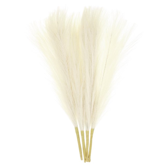 4 Packs Faux Pampas Grass 17 Inch 6 Stem Artificial Grass for Decoration, Cream
