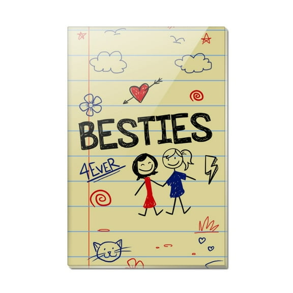 Besties Best Friends Rectangle Acrylic Fridge Refrigerator Magnet