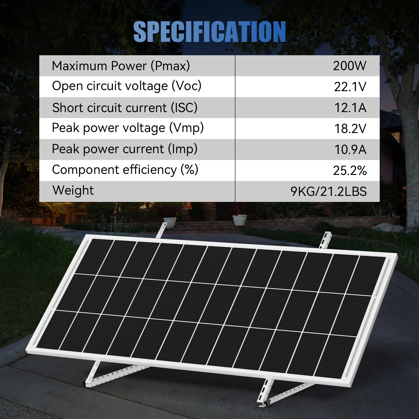 RVPOZWER 200W Watt Mono Solar Panel 12V charge Off-Grid Battery Power for RV Home Boat