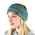 thumbnail image 2 of C.C Soft Stretch Winter Warm Cable Knit Fuzzy Lined Ear Warmer Headband, 3 Tone Teal, 2 of 4