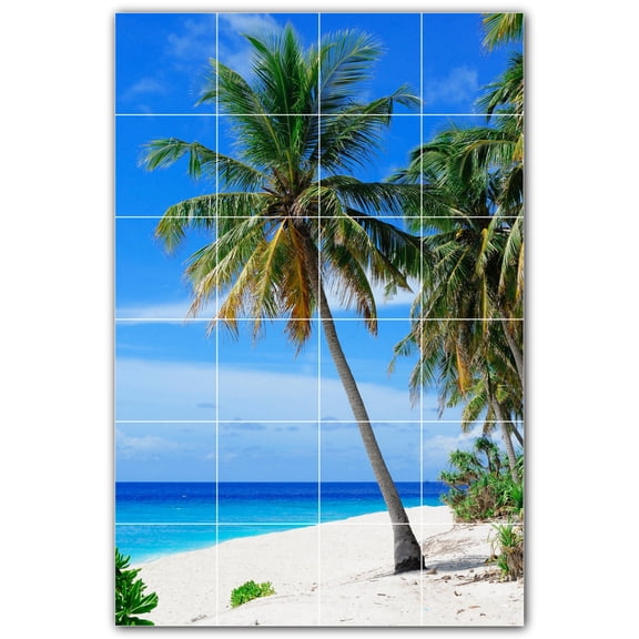 Picture-Tiles.com: Beach Ceramic Tile Wall Mural WAL500078-46L. 32"W x 48"H using (24) 8" x 8" Ceramic Tiles-Satin Finish