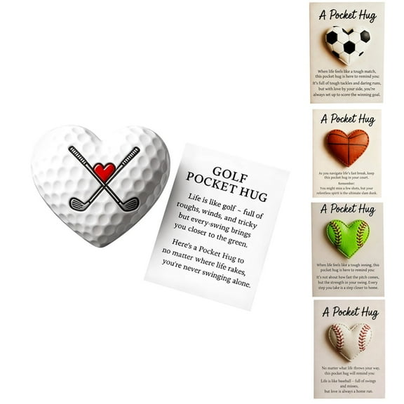 Golf Pocket Hug with Gift Card, Charming Sport-Themed Hug, Christmas Gift for Sports Fans Family, Heart-Shaped Sports Mini Hugs for Holiday Celebrations