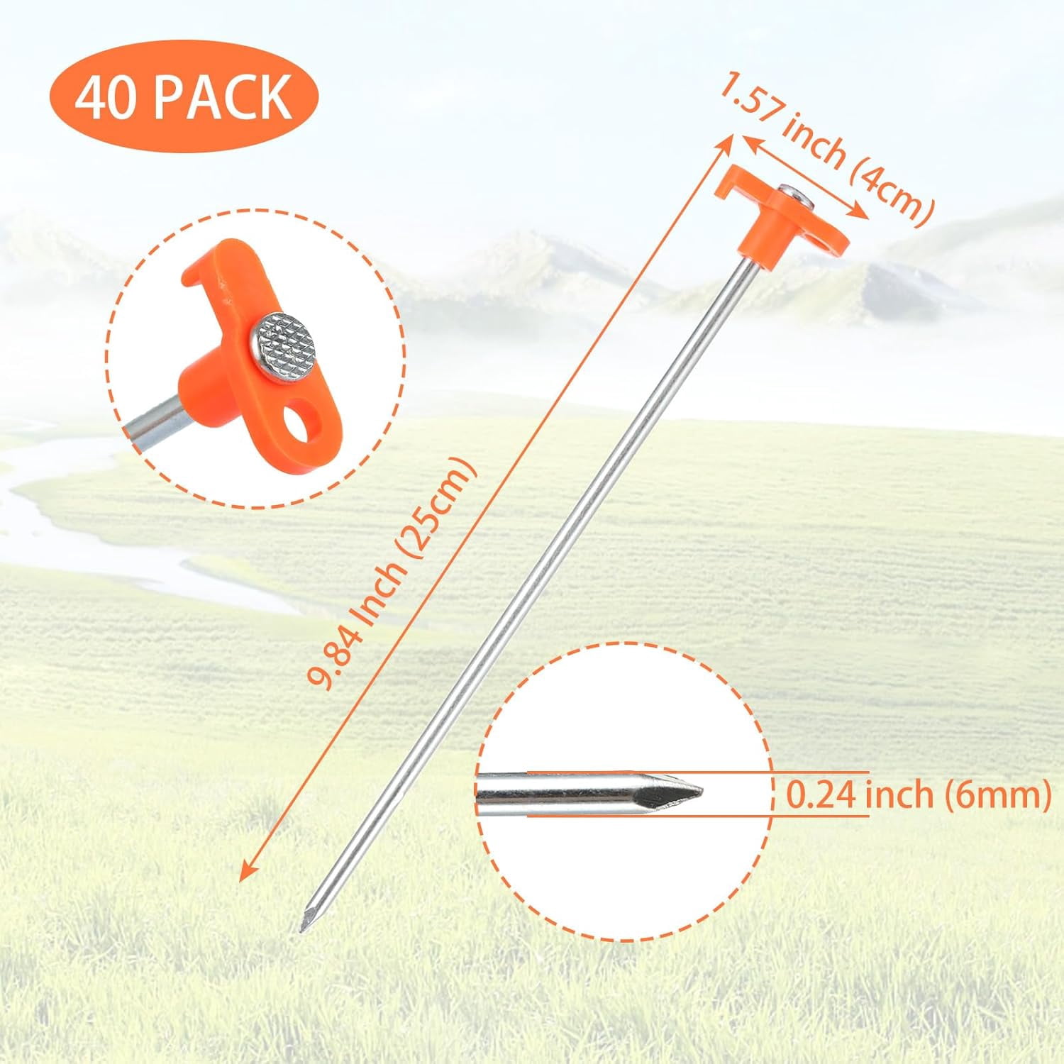 Metal Tent Stakes Heavy Duty, Non-Rust Metal Tent Pegs Ground Stakes Tent Spikes for Camping Patio, Garden, Canopies, Grassland, Outdoor