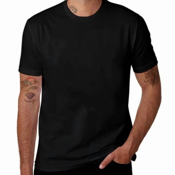 100% cotton Men's Heavyweight Short Sleeve Crew Neck T-Shirt solid color