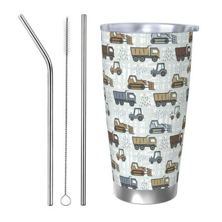 

Logiee Tractor and Dumper Print 20OZ Car Cup with Lid Stainless Steel Vacuum Insulated Double Wall Travel Tumbler Durable Insulated Coffee Mug Thermal Cup with Straw-Straw Three-piece Set