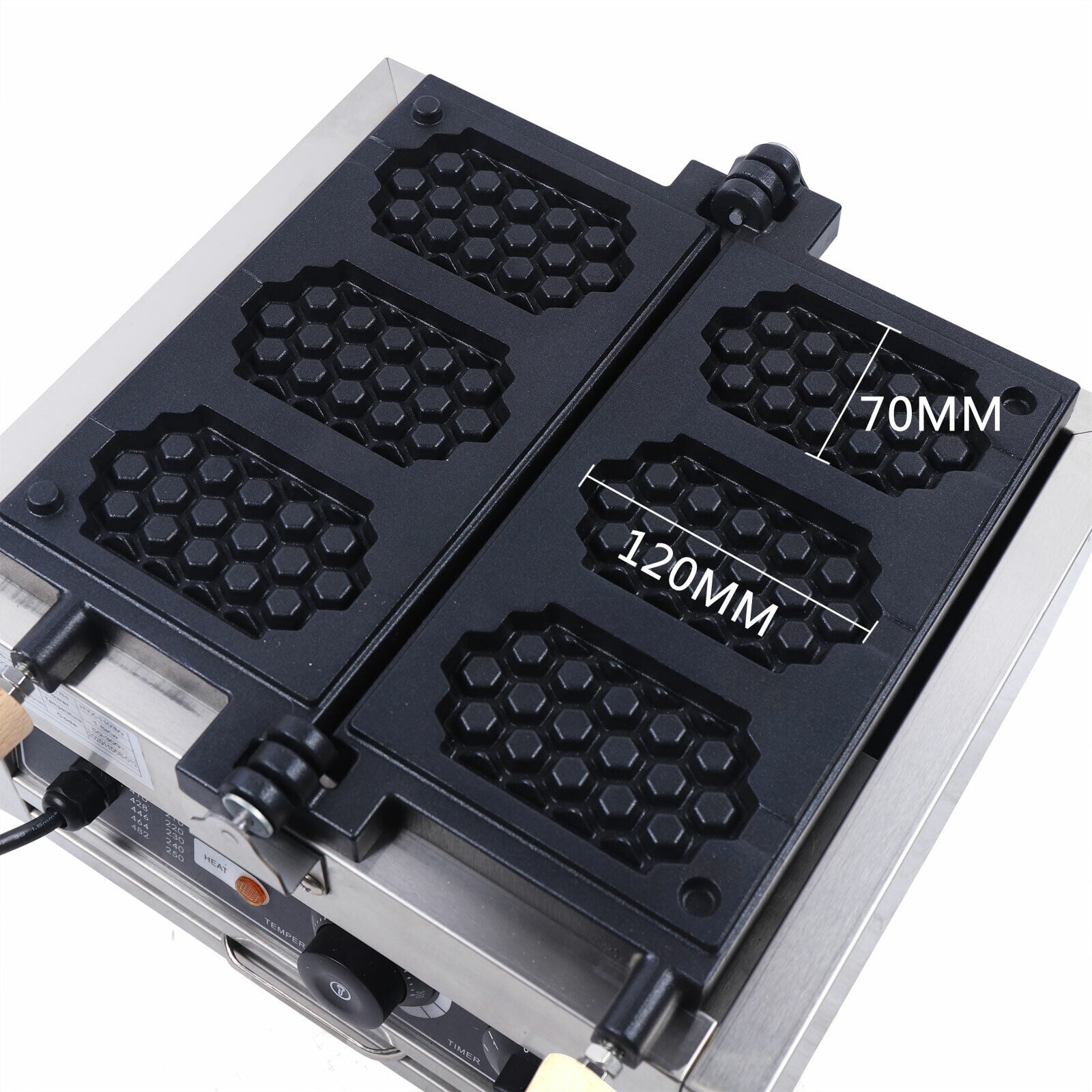 Miumaeov 3 Slice Commercial Electric Waffle Maker Non-stick Honeycomb Waffle Pop Maker Iron Machine Baker Stainless Steel