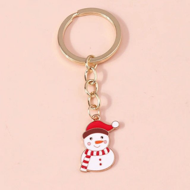 Llavero navideño de dibujos animados para mujer, colgantes de llavero de Papá Noel, muñeco de nieve, llavero de coche, decoración de bolso, regalos hechos a mano