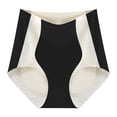 thumbnail image 2 of Ashirexll High Waisted Underwear for Women Tummy Tucking & Hip Lifting Color Clashing Ice Silk Panties Black M, 2 of 5