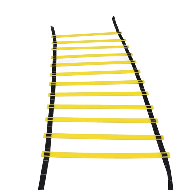 Escalera De Velocidad De Entrenamiento ágil, Escalera De Cuerda De Entrenamiento Con Escalones De Nailon PP, 12 Peldaños De Alta Densidad, Amarillo, Negro, 6 M Para Voleibol