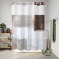 thumbnail image 6 of No Hook Shower Curtain with Built-in Rings - Abstract Brown White Checkered Washable Waterproof Fabric Bathroom Curtains for Hotel,Rentals, Stall 48 X 72 Inch , Modern Watercolor Art, 6 of 9