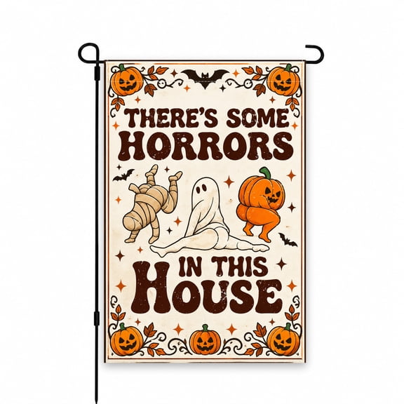 Halloween Garden Flag 12x18 Inch - Spooky Ghost, Mummy, Pumpkin Design with Bats & Jack-o'-Lanterns - Perfect for Yard, Lawn, Patio, Outdoor Decor