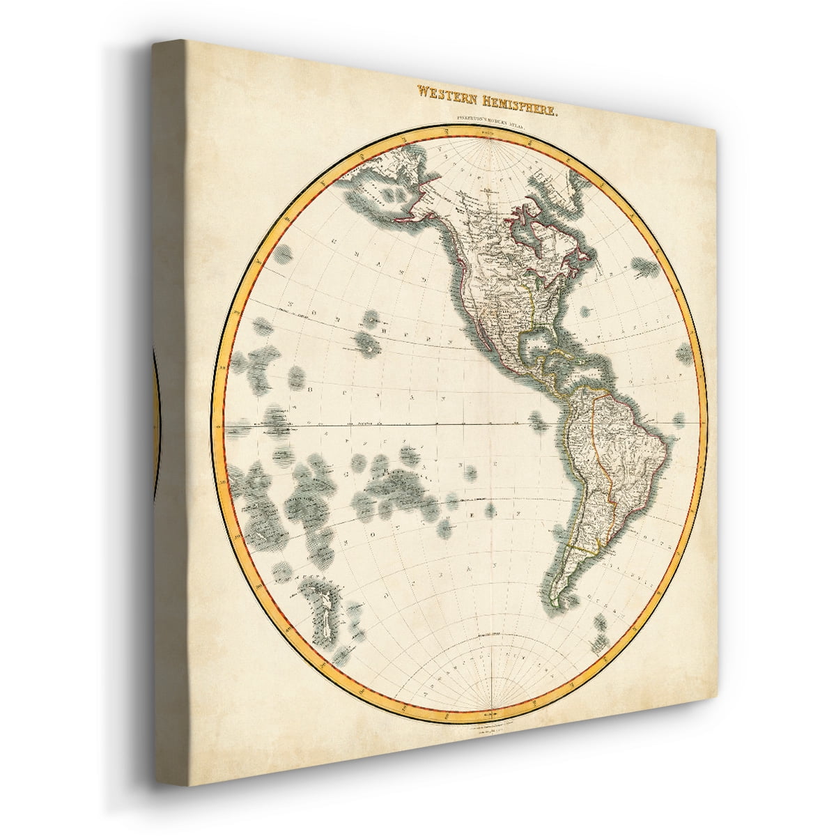 Wexford Home 1812 Western Hemisphere-Premium Gallery Wrapped Canvas, 24" x 24" - Ready to Hang