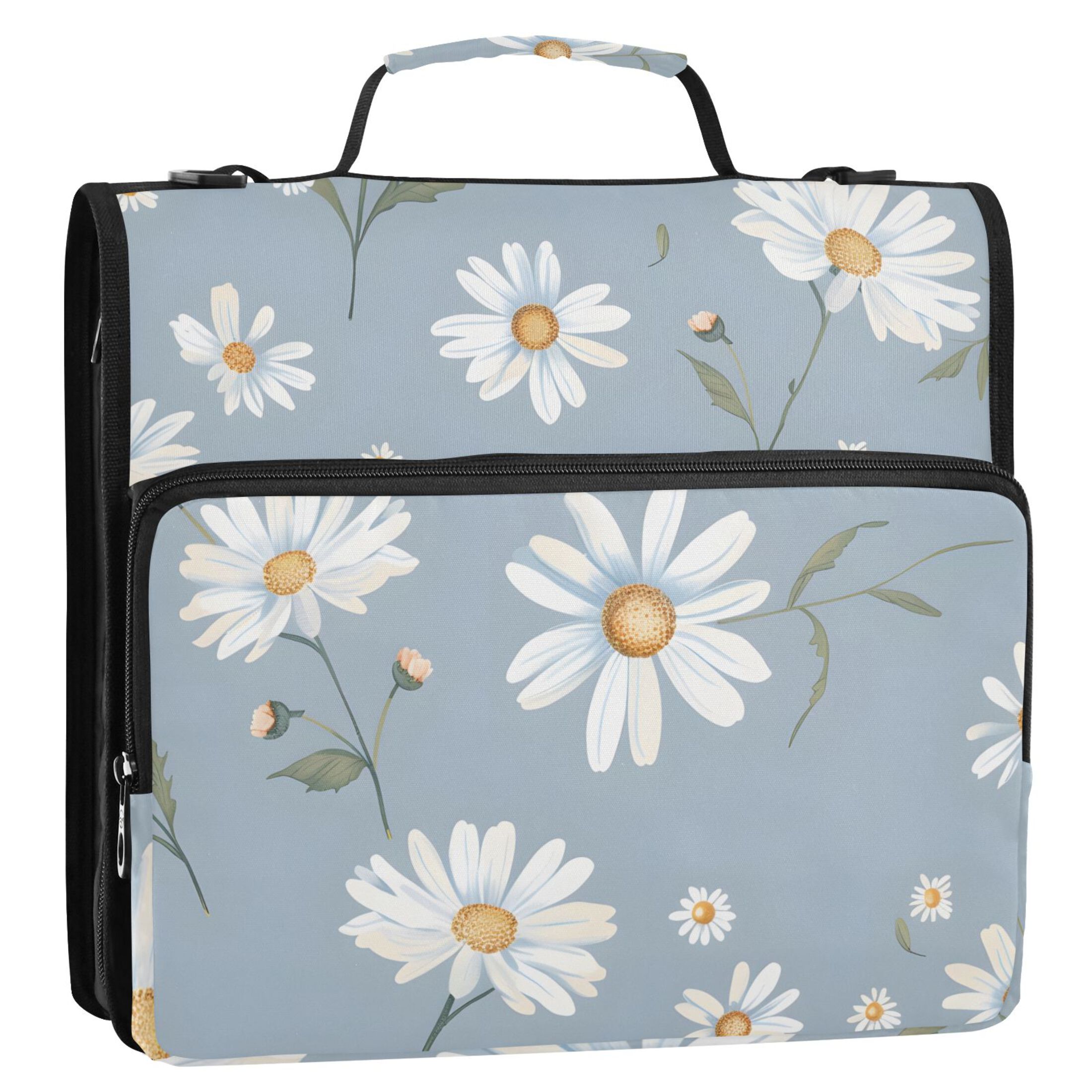 ALAZA Zipper Binder Daisy Floral 3 Ring Trapper Keeper File Folder Organizer Bag