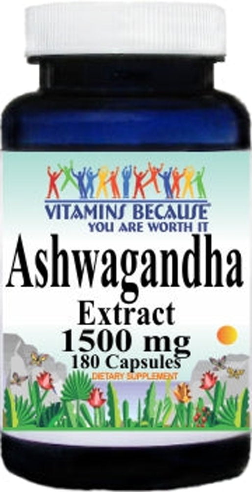 Ashwagandha 1500mg Standardized Extract 180 Caps Withania Somnifera Withanolides