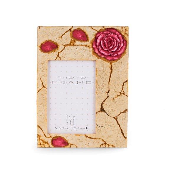 Resin "Rose" 4"x6" Picture Frame with Easel Back.