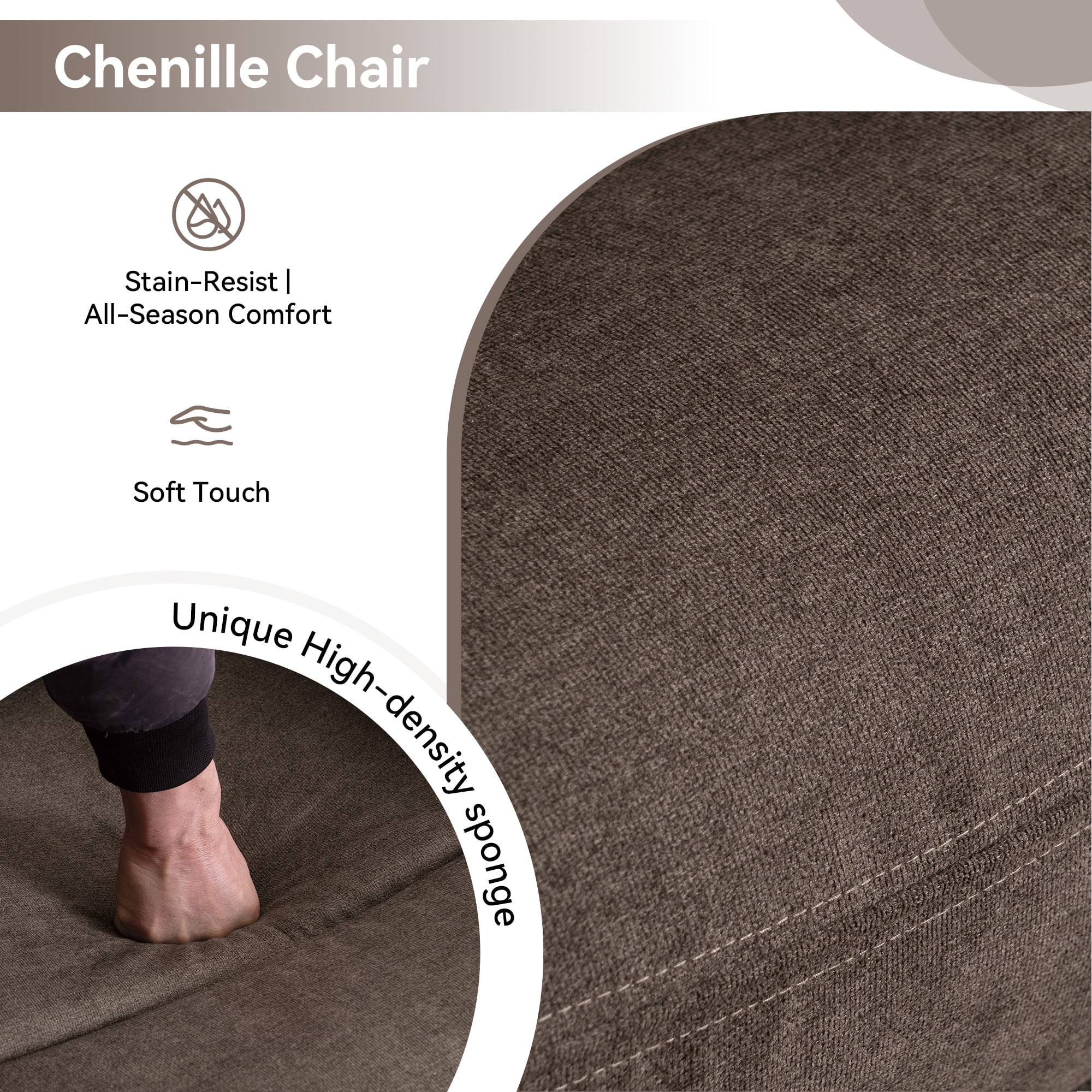 NEW Recliner Chair: Manual Push Back Reclining Chair with 8-Point Massage & Heating, Plush Chenille Fabric & Remote Control, Side Storage Pockets for Living Room, Bedroom, Brown