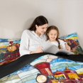 thumbnail image 4 of Castle Fairy Stained Glass Train Twin Comforter Sets 3-Piece for Teens, Landscape Art Bedding Set for Bedroom, Red Green Blue,Black Reversible, 4 of 6