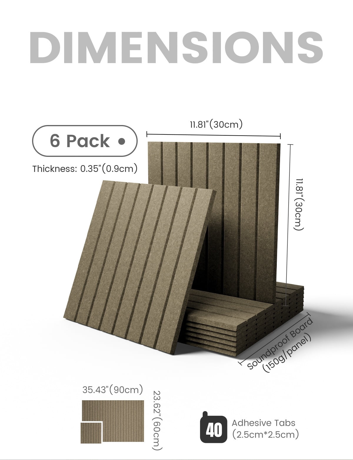Fluxynara Large Felt Bulletin Board 48" x 36" Cork Board Alternative-12 Pack with 70 Safe Removable Adhesive Tabs, Cork Boards for Walls Cork Board for Home Office Classroom Pin Board-Earth Brown
