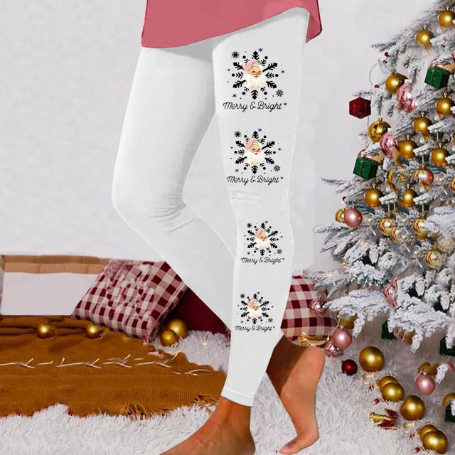 WILLBEST Leggings de Mujer, Cintura Alta, para Entrenamiento, Yoga, Pantalones Suaves, Elásticos, con Estampado Navideño, Bloques de Color, Cómodos, para Fitness Grande