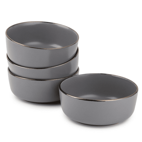 Thyme & Table Serveware Gray Ava Stoneware Contemporary Round Bowls, 4 Count