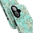 thumbnail image 2 of Elegant Floral Phone Case, Turquoise Blue Background with Delicate White and Brown Swirling Flowers, Stylish Protective Cover for iPhone 16 15 14 13 12 11 Pro Plus Mini, 2 of 6