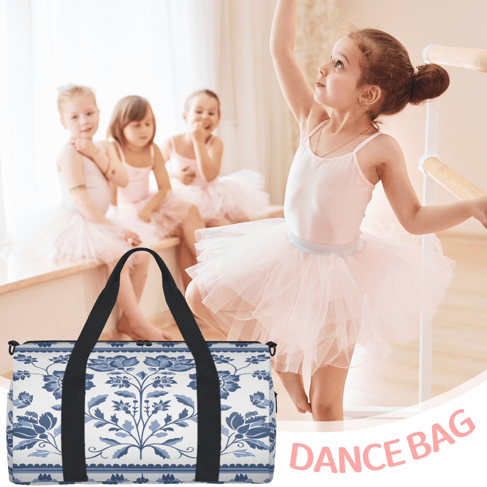 Herdesigns Floral Travel Duffle Bag Sports Yoga Weekender Overnight Carry on Workout Bags Lightweight Waterproof Gym Tote Bag for Women Vintage Flower
