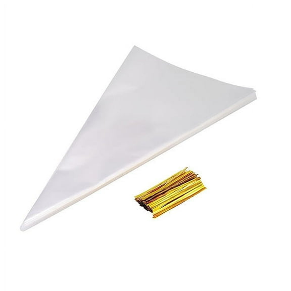 Clear Cone Bags for Candy Holding Transparent Plastic Wedding and Party Favors 100pcs