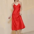 thumbnail image 2 of Jalioing Spaghetti Strap Satin Nightgown for Women Sleeveless V Neck Full Slip Dress Comfy Silky Nightdress, 2 of 7