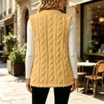 thumbnail image 6 of Lcziwo Fuzzy Fleece Vest for Women Sleeveless Jacquard Open Front Cardigan with Pockets Plush Cozy Casual Jackets Yellow,XXL, 6 of 9