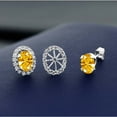 thumbnail image 3 of Gem Stone King 925 Sterling Silver Oval Golden Yellow Cubic Zirconia Removable Jacket Stud Earrings for Women, 3 of 3