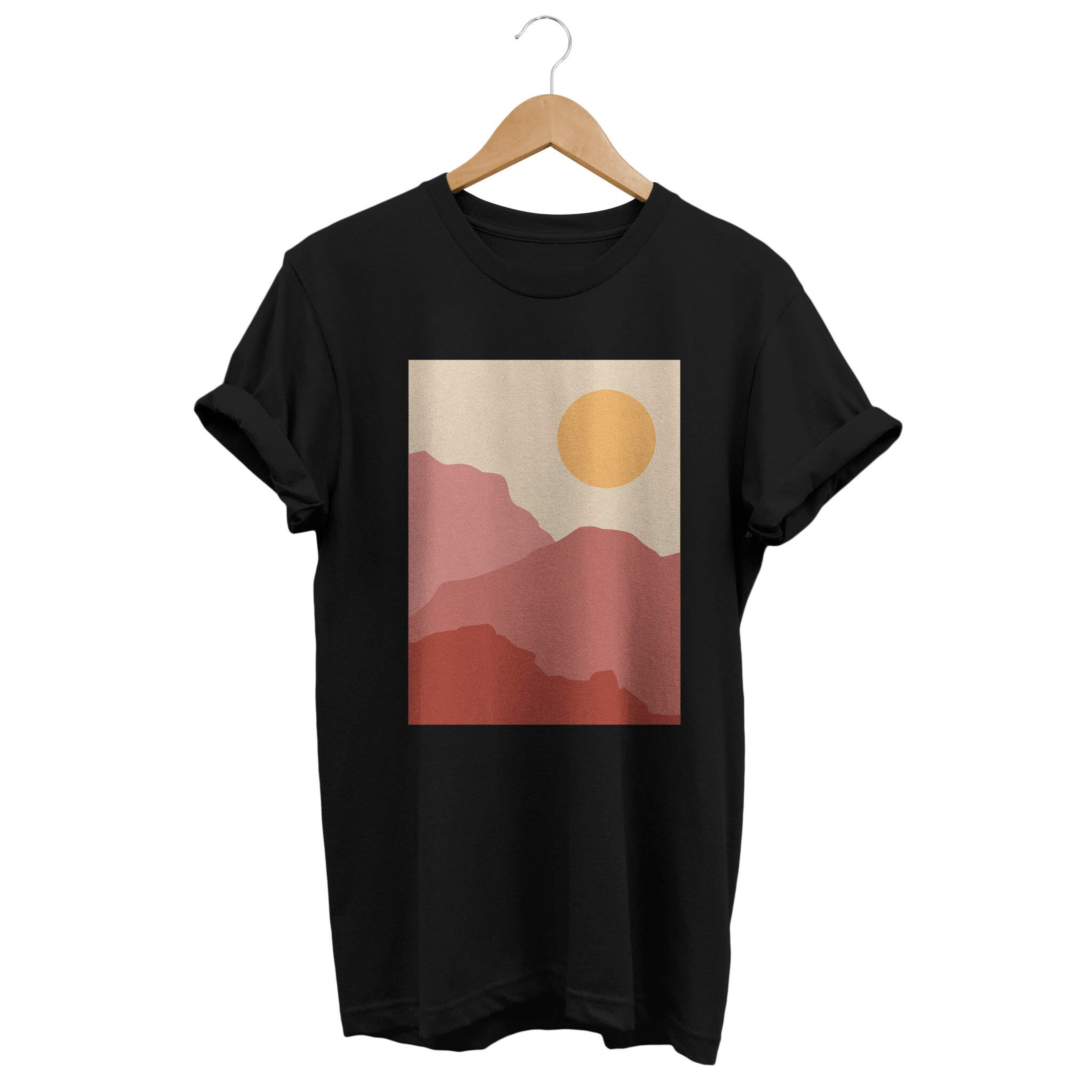 Sunset T-shirt, Abstract Shirt, Minimalist Outfit, Artsy Girl, Geometric Top, Artistic Gift, Landscape Tee, Aesthetic Clothing, 90s Clothes