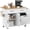 White, variant on Frmobepts Rolling Kitchen Island with Drop Leaf, Tilt Out Kitchen Trash Cabinet 10 Gallon Storage, Kitchen Cart Island with Rubber wood Top, Spice Rack and Drawers,Black