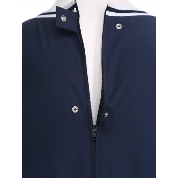 Raenseen Adaptive Clothing for Men with Alzheimer, Easy Dressing Back Zipper Jumpsuit Comfort Daily Wear Navy Blue L