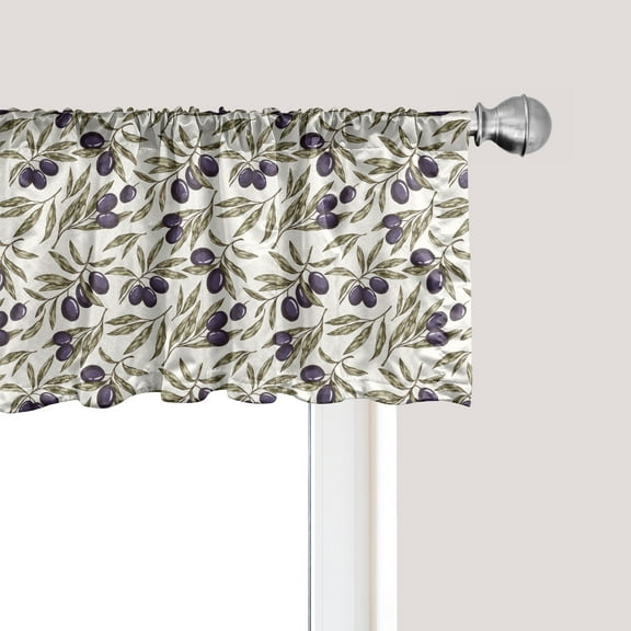 Ambesonne Olive Window Valance, Botanical with Leaves, 54" X 12", Quartz Taupe