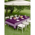 thumbnail image 5 of 60x120 Inch Outdoor Tablecloth with Umbrella Hole Zipper Rectangle Dark Purple Greek Key Rectangular Tablecloths Outside Waterproof Geometric Greece Ancient Farmhouse Geo Patio Table Cover for Picnic, 5 of 8
