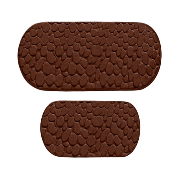Mmeneyy Memory Foam Bath Mat Set of 2, Cobblestone Textured Non-Slip Absorbent Machine Washable Rugs for Bathroom Kitchen