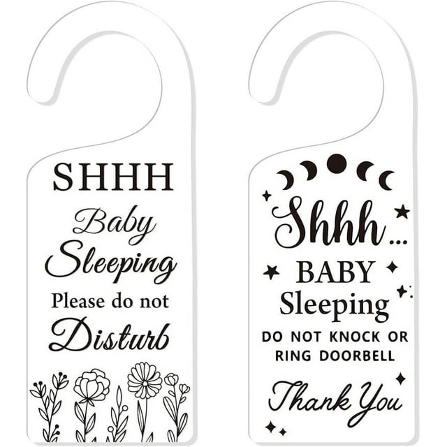 Paquete de 2 colgadores de puerta con forma de mano para bebé durmiendo, de acrílico, bonitos para habitación de bebé