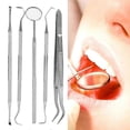 thumbnail image 1 of Kit de limpieza dental para eliminar la placa, 5 piezas, acero inoxidable. Herramientas de dentista para uso personal y doméstico., 1 of 4