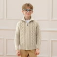 thumbnail image 5 of KAUOD Girls Full Zipper Crew Neck Sweater Ribbed Knit Thermal Stretchy Jackets Kids Winter Plain Long Sleeve Tops Clothes, 5 of 9